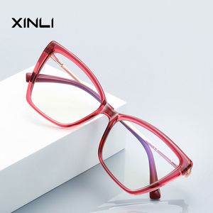 Gafas Ópticas para Mujer XINLI 2234 TR90, Estilo Simple, Montura de Mariposa, Color Rojo, con Filtro de Luz Azul, Diseño Cuadrado de Borde Completo con Estampado Animal - Product Image 2