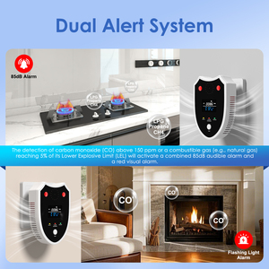 Detektor <span class=keywords><strong>Gas</strong></span> Alam & Karbon Monoksida 4-in-1, Monitor Kualitas Udara, Suhu, dan Kelembapan, Detektor Kebocoran <span class=keywords><strong>Gas</strong></span> dengan Alarm - Product Image 3
