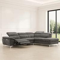 Canapé d'angle multifonctionnel en tissu moderne avec rangement, inclinable, électrique, rechargeable par USB, pour salon