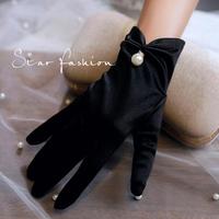 Gants de mariée de luxe blancs et noirs, accessoires de robe de mariée pour cérémonie et célébrités