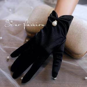 <span class=keywords><strong>Gants</strong></span> de mariée de luxe <span class=keywords><strong>blancs</strong></span> et noirs, accessoires de robe de mariée pour cérémonie et célébrités - Product Image 2