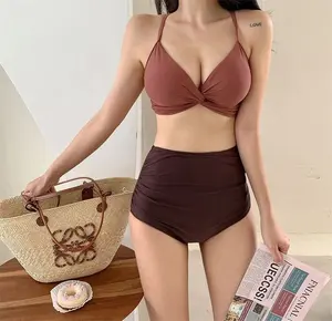 Moda delgada Coreana de cintura alta traje de baño al por mayor Bikini ropa de playa para mujeres traje de baño ropa de playa conjunto 2023 Mayo