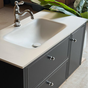 Customizable French <b>oak</b> ceramic integrated basin intelligent mirror wall mounted bathroom cabinet - Product Image 3