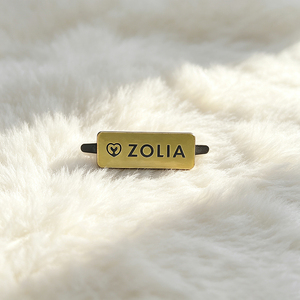 Custom Made Zinc Alloy Gold Rectangle <b>Pin</b> Feet Metal Plate Engraved Brand Logo Metal Label for Apparel Headwear Purse Fittings - Product Image 1
