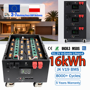 DDP Poland <b>48V</b> 51.2V 314Ah 16kWh Stackable LiFePO4 <b>Battery</b> JK V19 BMS Heating Wheels Solar Lithium Iron Phosphate <b>Battery</b> - Product Image 1