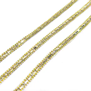 Hot Sell Hars Kristal Strass Lint Juweelstrips Diy Decoratie Strass Trim Voor Carnaval Jurk