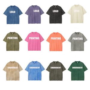 Wholesale 250gsm Cotton Stone <b>Washed</b> T Shirts Custom Digital Print T-shirt Women Street Wear Vintage T-shirt <b>for</b> <b>Men</b> - Product Image 4