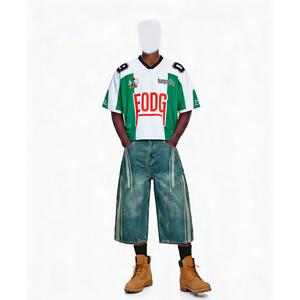 Maillot de football américain personnalisé surdimensionné à manches courtes et col en V, coupe carrée, sublimation, style streetwear, t-shirt de football - Product Image 1