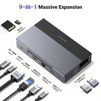 UGREEN Dock dek uap 9-in-1, stasiun Dok USB C dengan dudukan dapat dilipat, transmisi Cepat 10Gbps, pengisian daya Cepat PD 100W