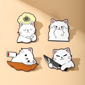Épingles de revers en émail personnalisées en forme de chat ludique, avec accessoires humoristiques, en métal de haute qualité, pour chapeaux, sacs et vêtements - Product Image 1