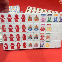 Tuiles de Mahjong The Dog Line, Tuiles de Mahjong Américaines, Bol pour chien monocouche, Design empreinte de patte, Tuiles en acrylique gravées pour la maison et les fêtes