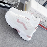 Zapatos Deportivos Modernos para Estudiantes, Blancos, con Suela Gruesa, Aumentan la Estatura, Zapatos para Caminar con Punta Redonda, Zapatos para Correr de PU