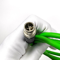 Kabel Ethernet Industri M12 X-Code 8Pin RJ45 untuk Drag Chain Cat6A SFTP 10Gbps Terproteksi untuk Profinet/EtherCAT Tahan Air IP67