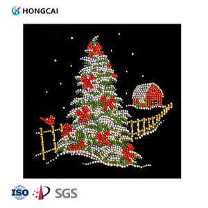 Hongcai Custom Christmas Rhinestone Design <strong>Print</strong> <strong>Transfer</strong> Low MOQ for Hoodies and Shirts Flat Back Rhinestone - Product Image 1