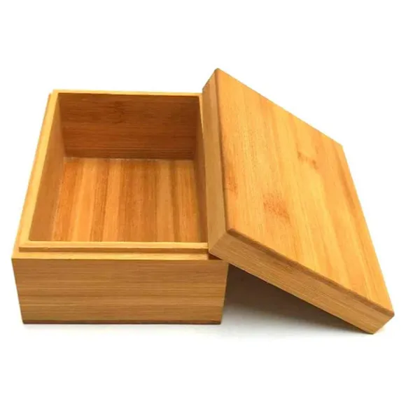 Caja de madera ecológica, hecha de bambú y madera con cubierta para almacenar té y especias