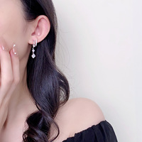 Boucles d'oreilles pendantes carrées en zircon plaqué or blanc, résistantes au ternissement, finition argentée, étanches, vente en gros pour boutiques