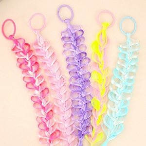 Parrucca Colorata in Fibra Sintetica per Bambine Stile Principessa Elsa, Treccia con Elastico per Capelli, Treccia a Bolle con Riflessi per Bambine - Product Image 1