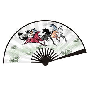 Ventaglio Pieghevole Vintage a Doppia Faccia in Plastica, Portatile e Compatto, Abbinabile a Hanfu, Prodotto in Cina, Regalo per Festival - Product Image 1