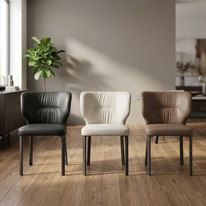 Silla Moderna de Piel Sintética para Sala de Estar, Respaldo Sólido, Patas de Metal, Diseño Ergonómico, Estilo Minimalista, Muebles para el Hogar - Product Image 1