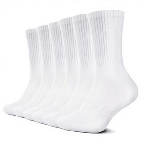Chaussettes de sport en coton biologique de bambou respirant, tricotées, à compression, en tissu éponge, noires unies, sans couture, vente en gros - Product Image 2