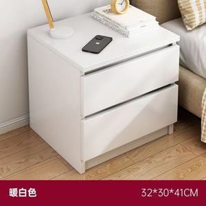 Chevet moderne blanc à 2 tiroirs, prix abordable, meuble de chambre à coucher en bois, style panneau de bois pour usage domestique - Product Image 6