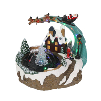 Joyland Ensemble de Décoration de Village de Noël, Direct Usine, en Plastique Étanche, Fontaine d'Eau, Train Musical, pour Table de Noël, Effet Neigeux