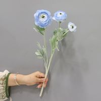 Bunga Peony Sutra Buatan 3 Kepala 49cm Grosir dengan Bunga Teratai Berumbai untuk Dekorasi Pernikahan, Pesta Rumah