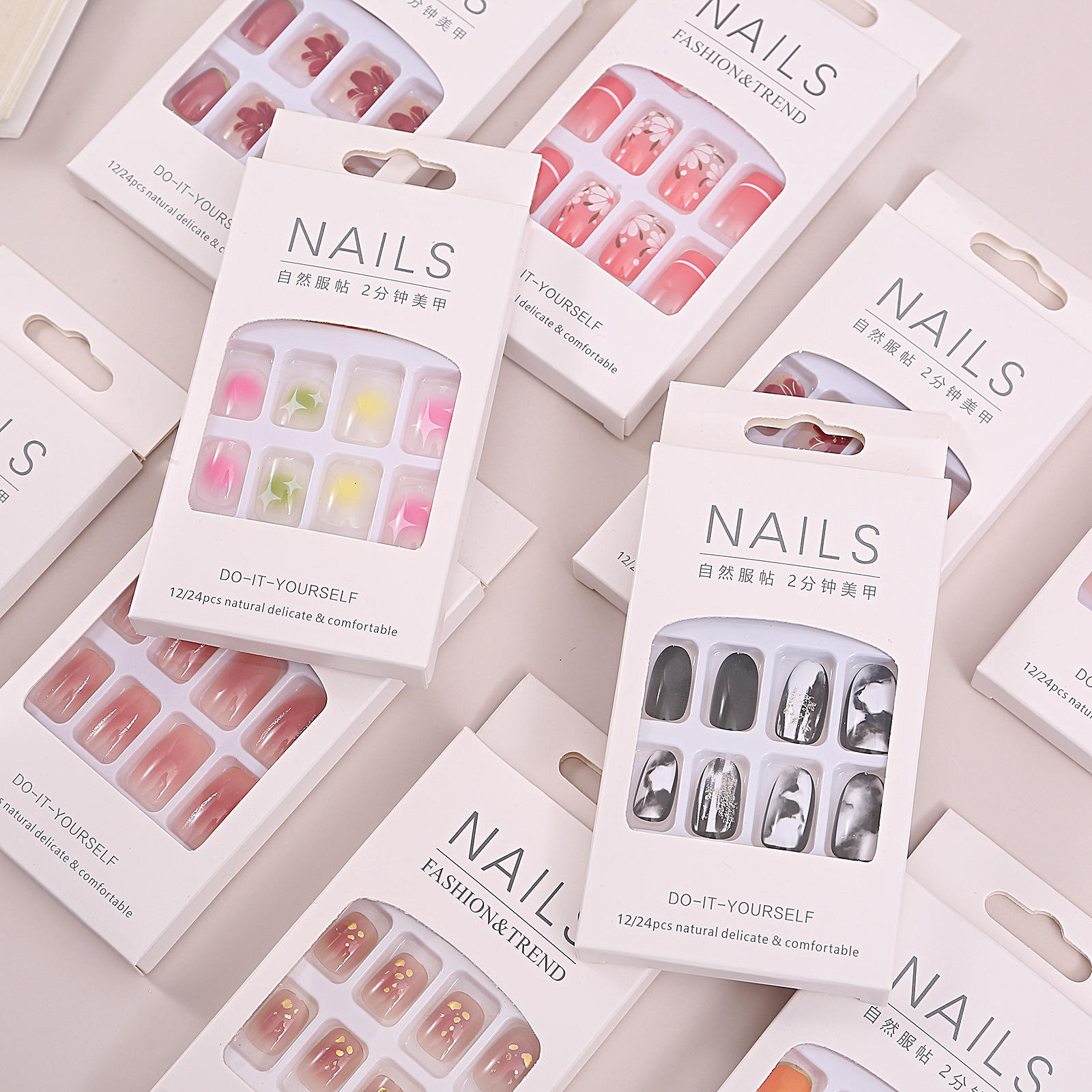 Wholesale Acrylic Finger Fake Nails Almond Artificial Fingernails Fake Nails Supplier Press on Nails