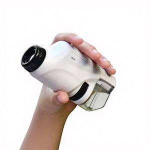 Mini Pocket <b>Microscope</b> Kit 60-120x Lab Handheld Battery Powered LED Light White ABS/Metal Kids Science Tool for 5-7 Years - Product Image 1