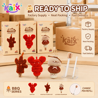 KAIX OEM ODM Ensembles de stylos gel en peluche, design barbecue, sac porte-bonheur, design champignon, stylos gel mignons pour fournitures scolaires