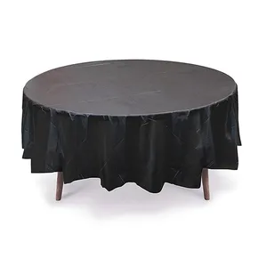 Disposable Tablecloth 6 Pack Premium Plastic Round Table Covers For Party Wedding Holiday