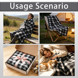 Couverture en polaire luxueuse super douce à carreaux, de haute qualité, avec coutures triangulaires, personnalisable, motif damier - Product Image 3