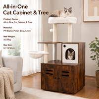 Arbre à chat avec enclos pour litière, meuble en bois, condo, hamac et lit rembourré surélevé, mobilier pour animaux de compagnie personnalisé OEM ODM