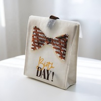 Sac cadeau d'anniversaire à sequins réversibles en feutre non tissé avec fond à soufflets et poignées pour décoration de fête
