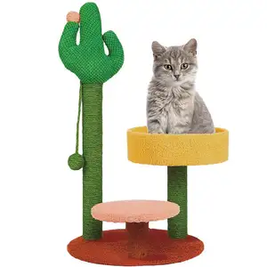 Mainan Interaktif Baru 2021 Kucing Melompat Platform Stik Kaktus Kucing Garuk Post Pendakian Bingkai