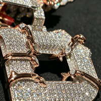Pendentif Lettre Hip Hop Iced Out en Argent Sterling S925 Moissanite, Collier Personnalisé Initiale et Numéro, Chaîne Maille Cubaine, Vente en Gros OEM