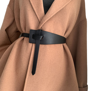 Ceinture large et longue pour femme, style simple, en cuir PU noir avec boucle en alliage, idéale pour robes et manteaux - Product Image 4