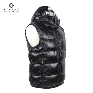 2023 all'ingrosso di vendita calda della fabbrica piumino da uomo nero gilet con cappuccio lustro piumino d'<span class=keywords><strong>oca</strong></span> - Product Image 4
