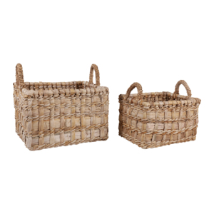 Cesto portaoggetti in vimini intrecciato con manici per l'organizzazione degli scaffali, cesti decorativi in vimini per uso domestico - Product Image 2