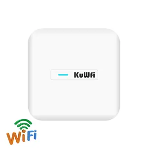 3000Mbps Wave2 KuWFi wireless access point seamless roaming mesh router PA+LNA white indoor wireless ceiling ap for hotel