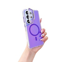 Coque de téléphone magnétique colorée effet caméléon antichoc quatre coins avec cache-caméra coulissant et béquille pour Samsung S26 Ultra S25 Ultra