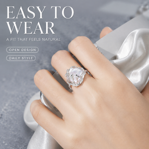 S925 Silver Pearl Open <b>Adjustable</b> <b>Ring</b> Hollow Branch Design Women Statement Finger <b>Ring</b> Wholesale - Product Image 5