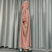 Modèle Tendance : Jilbab Hijab Abaya Robe Femme, Crêpée Couleur Unie, Décontractée, Manches Chauve-Souris, Gland, Capuche, Robe de Prière Musulmane Saoudienne Kaftan