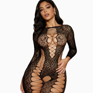Body Sexy Traforato per Donne, Lingerie Aderente con Pannelli in Rete Trasparente, Spalline Regolabili, Schiena Aperta, Abbigliamento da Club in Nylon - Product Image 2