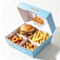 Boîte à fast-food biodégradable écologique avec logo imprimé personnalisé, emballage en papier gaufré pour hamburgers, frites et poulet frit