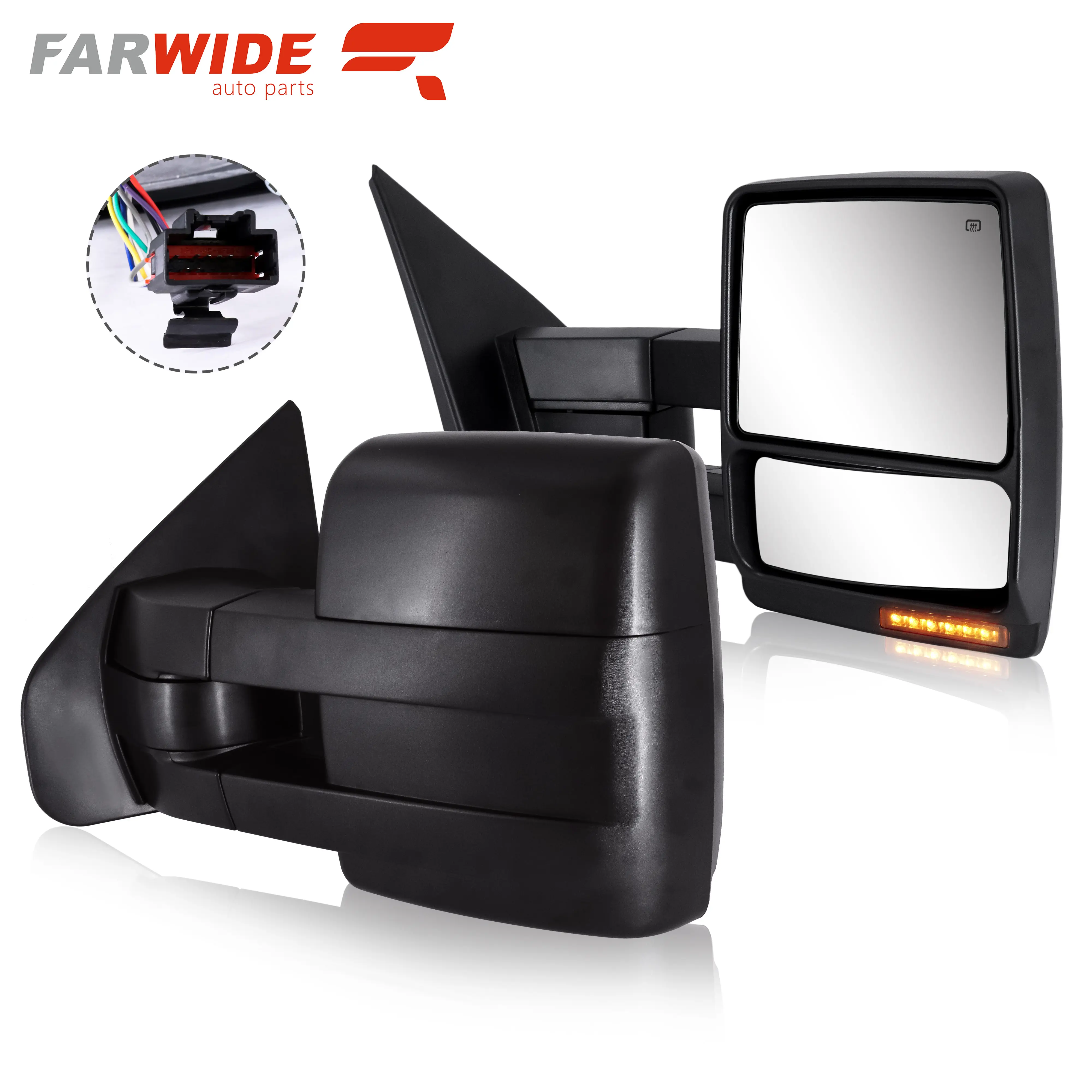 FARWIDE Pickup Truck Power indicatore di direzione riscaldato specchietto di traino laterale per Ford F150 2007 2008 2009 2010 2011 2012 2013 2014