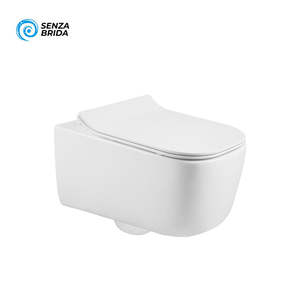 MedaHome Rimless Rubino Cerámica con Curado Térmico, Vaso Suspendido sin Brida, Blanco Pulido, Tapa de Cierre Suave, Extractor de Pared - Product Image 2