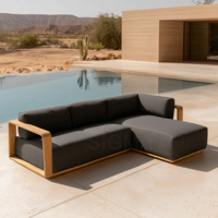 Ensembles de meubles de jardin SIGMA, meubles d'extérieur, ensemble de canapés en teck, chaise longue de patio, table, chaise, lit de soleil, canapé Villa Bali, bois naturel