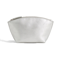 Pochette pour tuiles de mahjong en cuir argenté métallisé avec logo et emballage personnalisés, base structurée, pochette spacieuse en cuir pour mahjong
