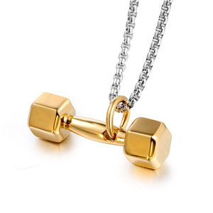 Stainless Steel <b>Dumbbell</b> Pendant Necklace Unisex Fitness Gift SP610 - Product Image 5